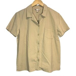 100% Cotton Tan Short Sleeve Button Up Shirt